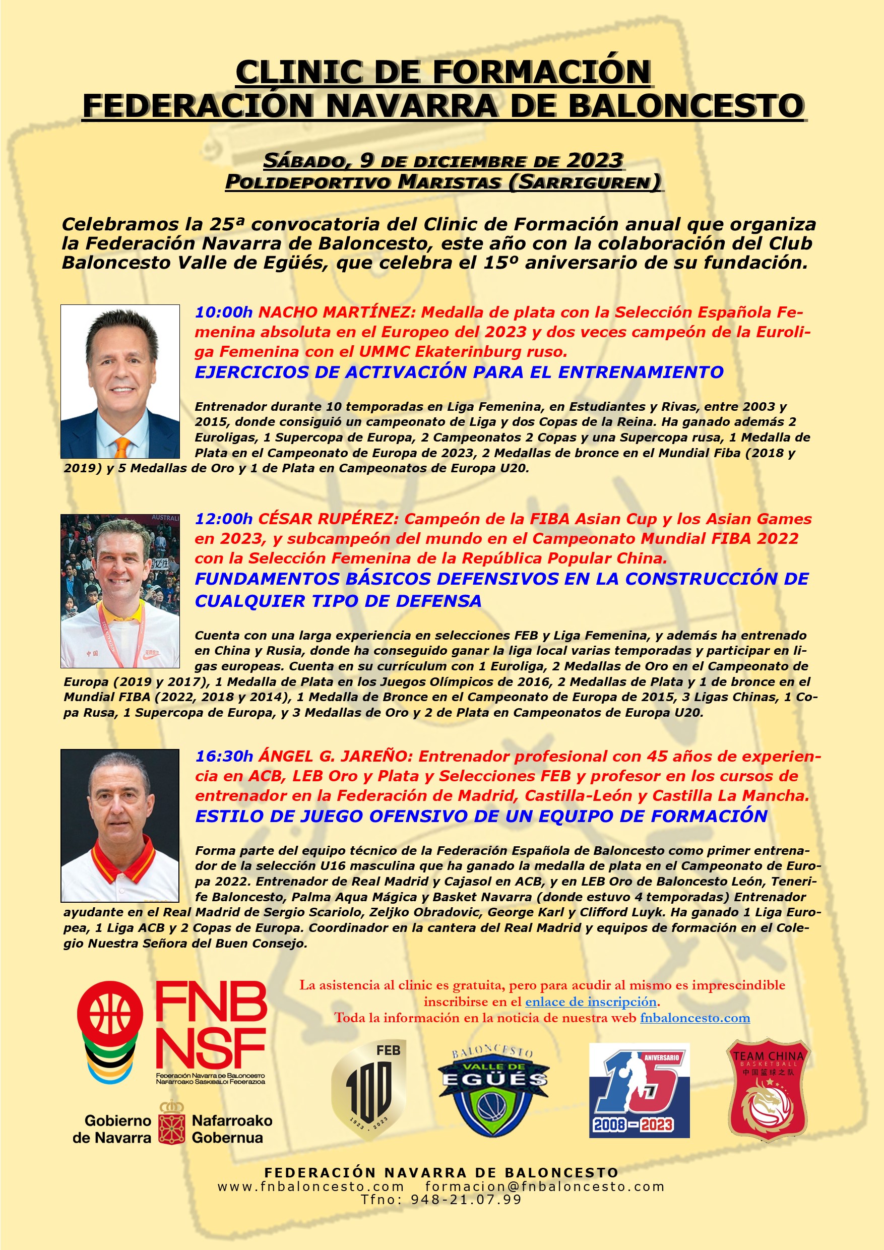 XXV Clinic de Formación. Federación Navarra de Baloncesto
