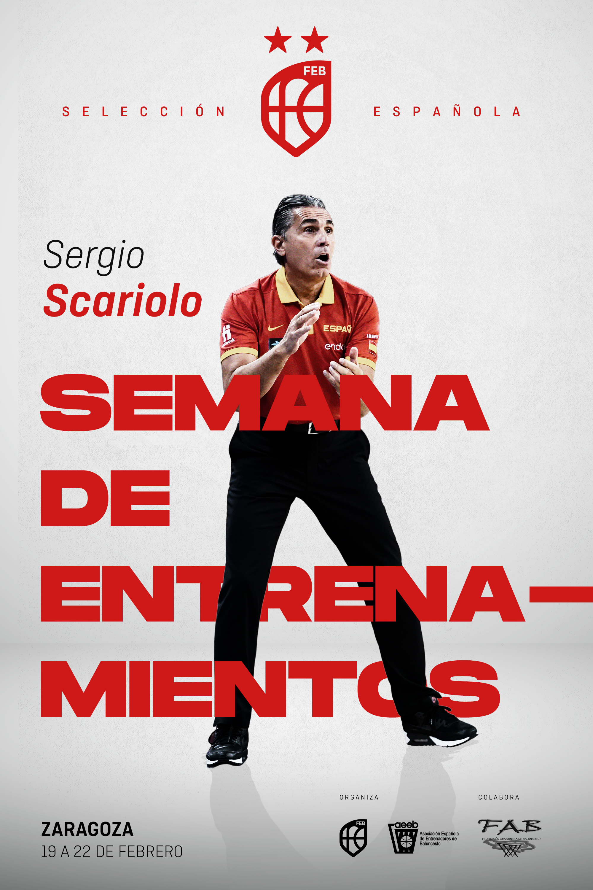Semana de Entrenamientos con la Selección Española Absoluta Masculina. Sergio Scariolo (Zaragoza, 19 al 22 de febrero de 2024)