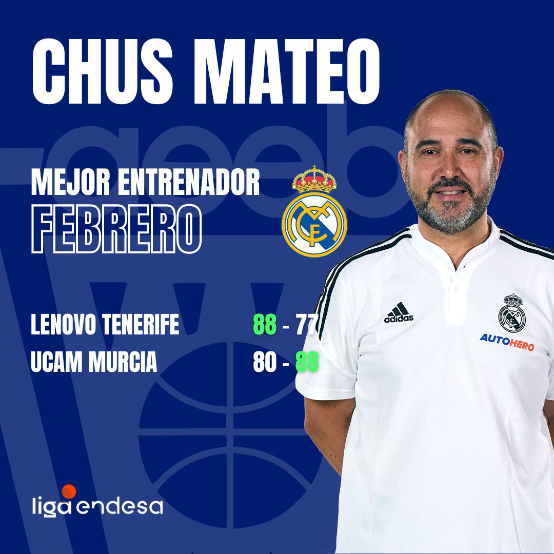 Chus Mateo Mejor Entrenador del Mes de Febrero-Trofeo AEEB de la Liga Endesa