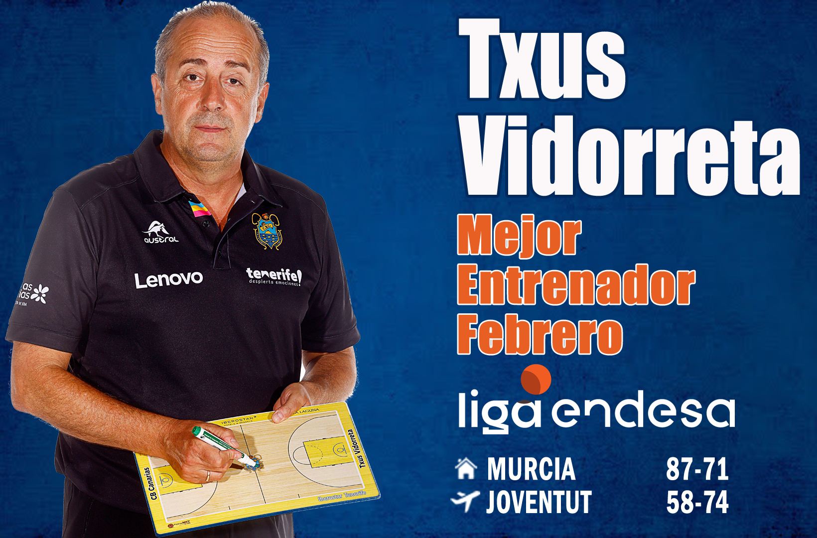 Txus Vidorreta Mejor Entrenador de Febrero-Trofeo AEEB Liga Endesa. Temporada 2021-22