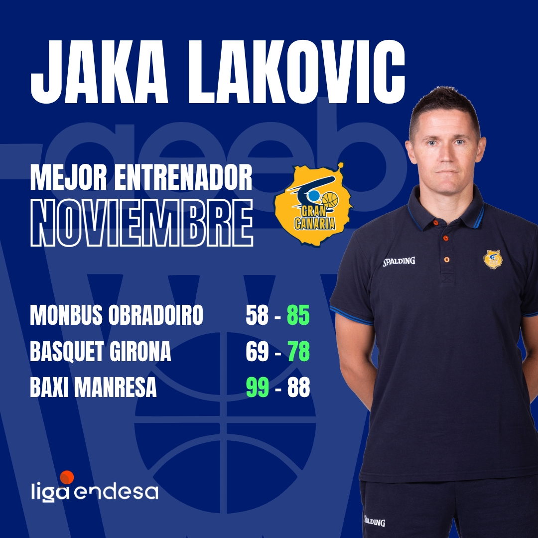 Jaka Lakovic Mejor Entrenador del Mes de Noviembre-Trofeo AEEB de la Liga Endesa