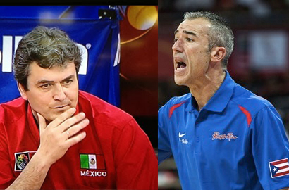 Sergio Valdeolmillos y Paco Olmos en la final del Centrobasket