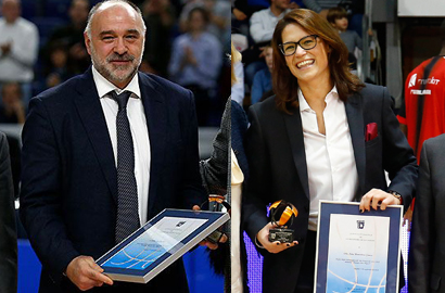 Anna Montañana y Pablo Laso recogen el Trofeo AEEB a mejor entrenador y entrenadora 2017/18