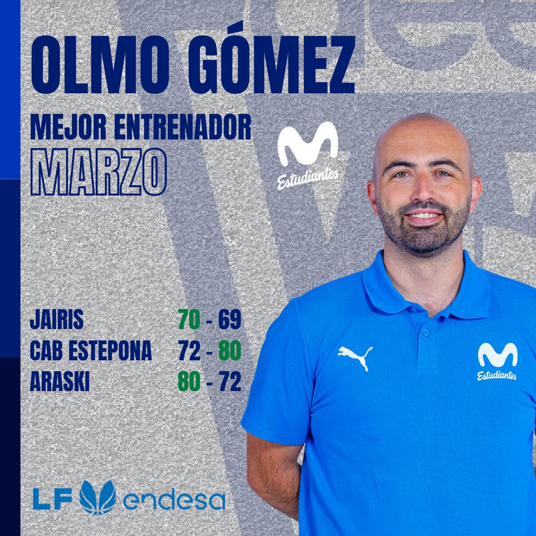 Olmo Gómez, Mejor Entrenador del Mes de Marzo-Trofeo AEEB de Liga Femenina Endesa